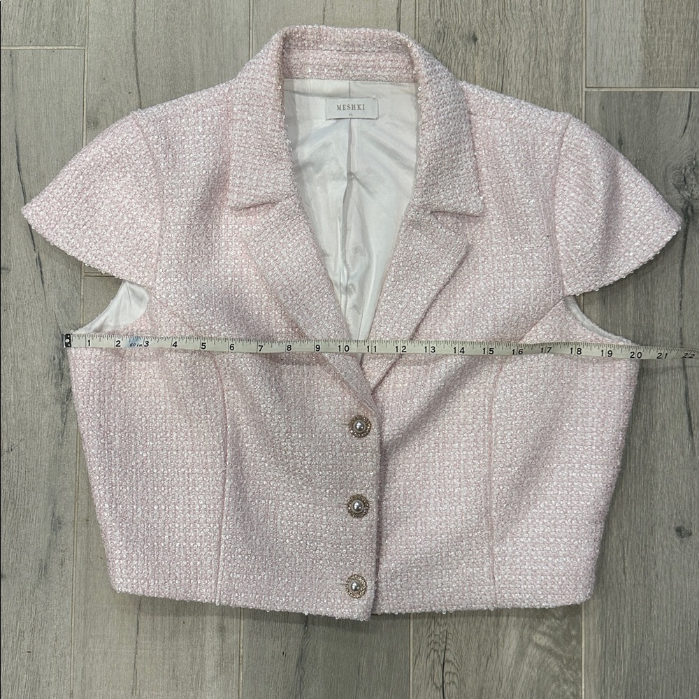 Meshki Mercer Pink Tweed Top and Skirt Set in Fairy Floss Size XL - Picture 11 of 12